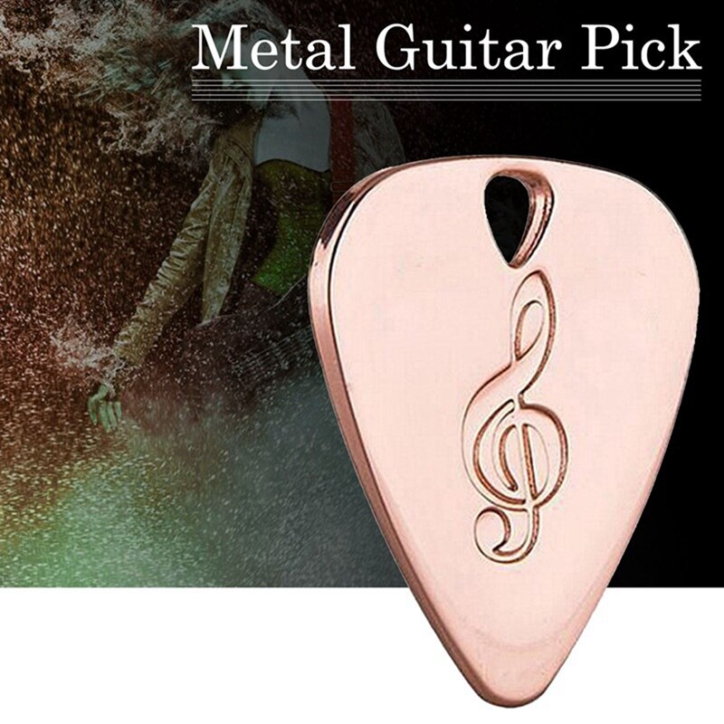 Púa de guitarra de Metal AD-2Pcs, 0,38mm, fina, duradera, Color plateado, Ukelele de Bajo , Color bronce y oro rosa