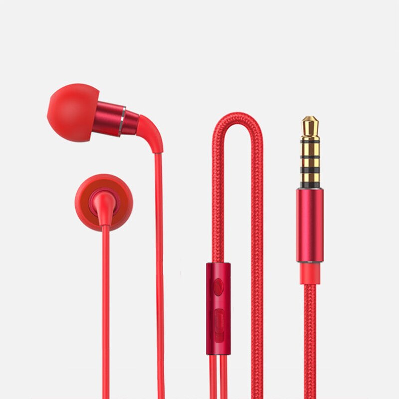 2 stuks/partij slaapkoptelefoon bedrade oortelefoon metalen oordopjes voor kleine oren met microfoon handsfree 1.2m super bass stereo voor telefoon pc: Rood