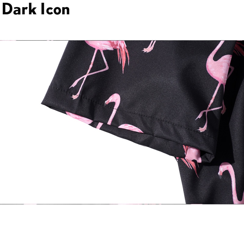 Mørk ikon krantrykt hawaii skjorte til menn sommer gate kortermede skjorter herre topper