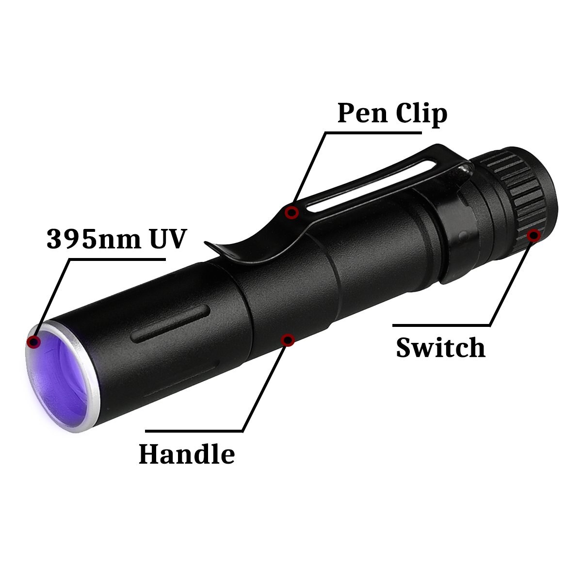 UV Zaklamp Mini Zakformaat Zwarte Pen Licht met 395NM Ultraviolet LED 3 Modes Zoomable Handheld Zaklampen Detector