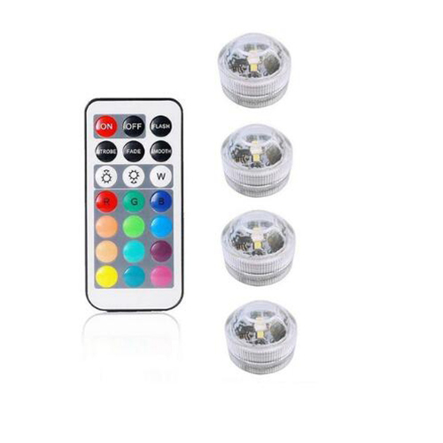 Battery Operated Led Remote Controlled RGB Submersible Lights wireless Underwater Lamp Waterproof vase bowls aquarium decoration: 1Remote 4Light