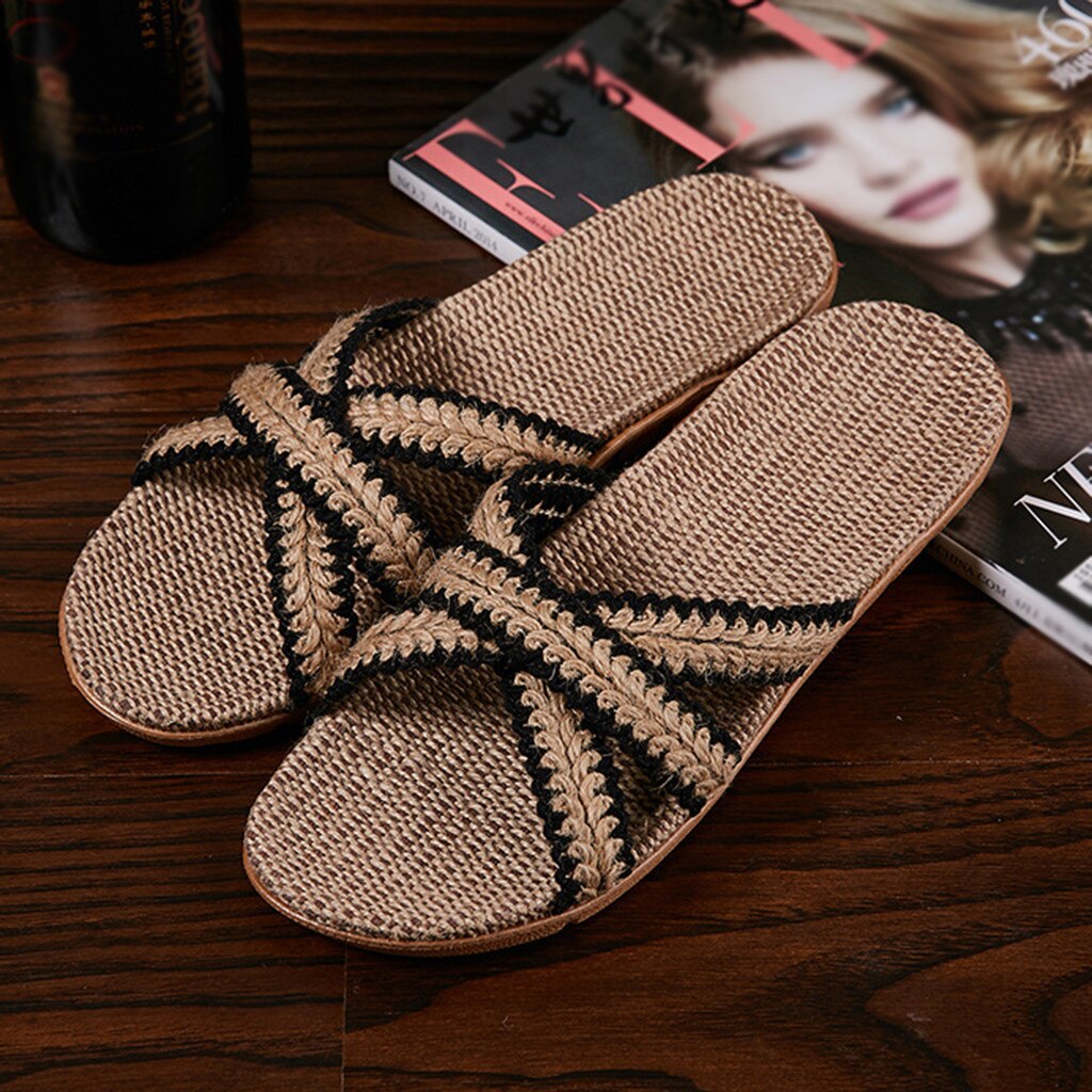 Zomer Platte Open Teen Slippers Slippers Vrouwen Mannen Thuis Zomer Kruis Riem Dames Casual Schoenen Linnen Slippers