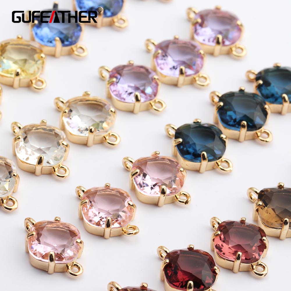 GUFEATHER-accessoires de bijouterie à faire soi-même, bracelet en métal et cuivre, pendentif en verre, breloques, fabrication de bijoux, boucle d'oreille, diy, 10 pièces/lot, M438