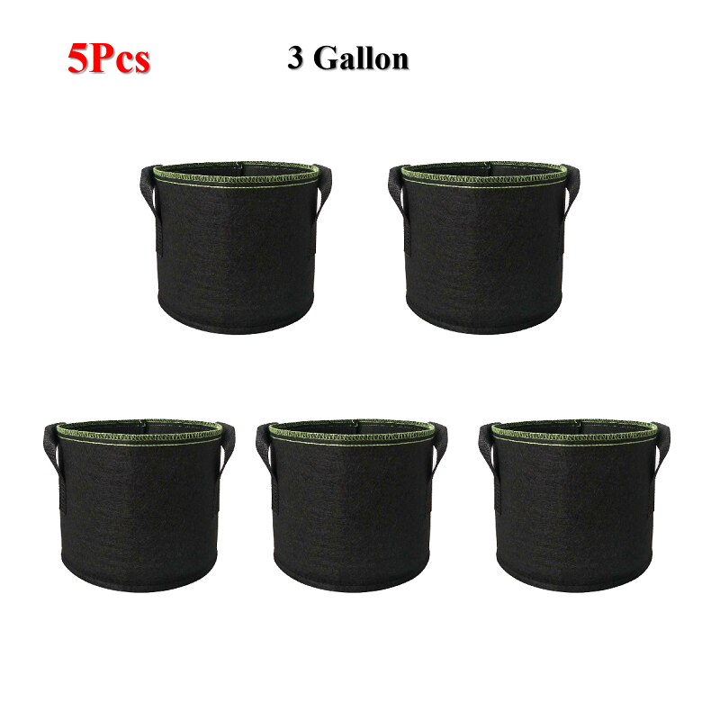 5Pcs Breathable Aeration Fabric Pots with Handles Planting Container Vegetable/Flower/Plant Grow Nursery Bags Pot 3/5/7gallon: 3 Gallon