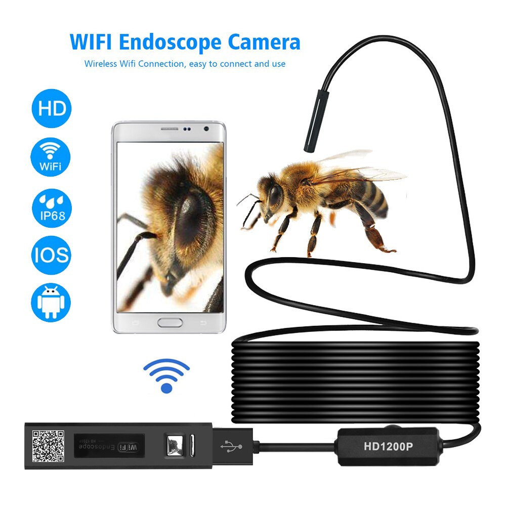 Kebidumei 1200 P WIFI Endoscoop Camera Mini Waterdichte Zachte Kabel Inspectie Camera 8mm USB Endoscoop Borescope Voor IOS Android