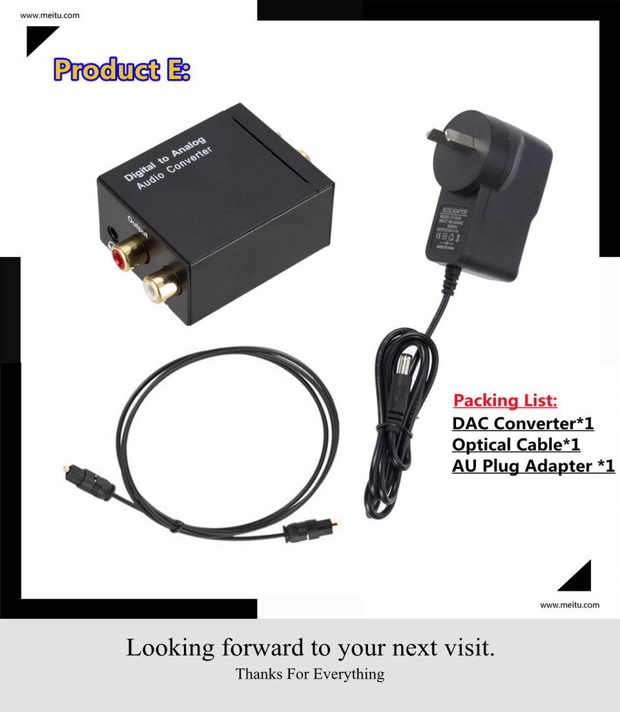 Portable Dac Toslink Coaxiale Optische Digitale Fiber Naar Analoog Audio Aux 3.5Mm L/R Converter Spdif Digitale Audio decoder Versterker: With AU Plug