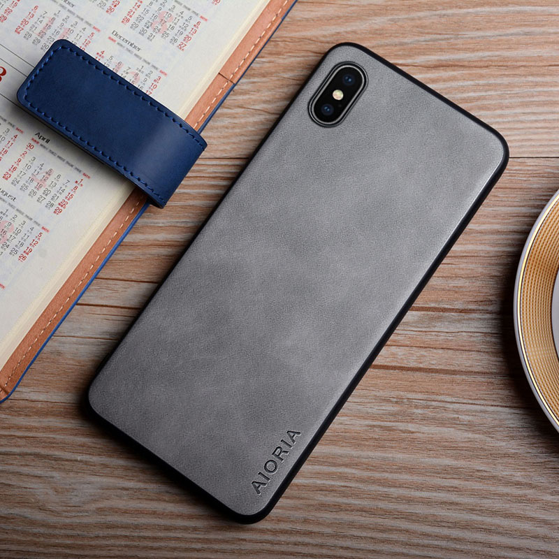 Custodia in pelle per iPhone XS Max XR X funda design semplice coperchio resistente per custodia iPhone XS: Tessuto di cotone / Grigio chiaro