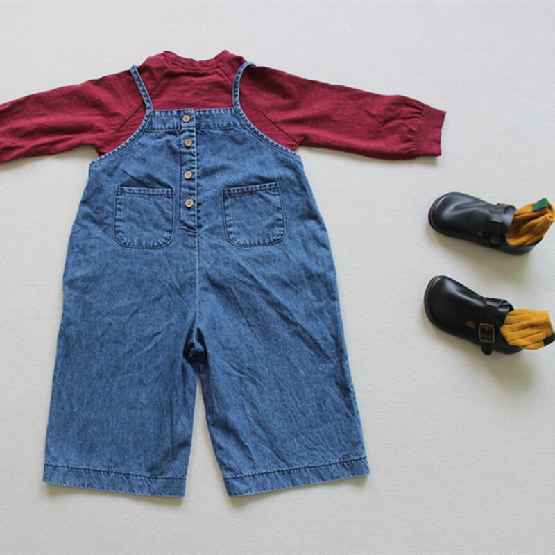 Kids Denim Jumpsuit Korean Toddler Boys Girls Playsuit Baby Outfit 6M-7Year