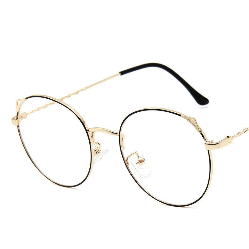 Montura de gafas de Oreja de Gato Retro para mujer, gafas redondas a la , montura de gafas coreanas, gafas de señoras decorativas