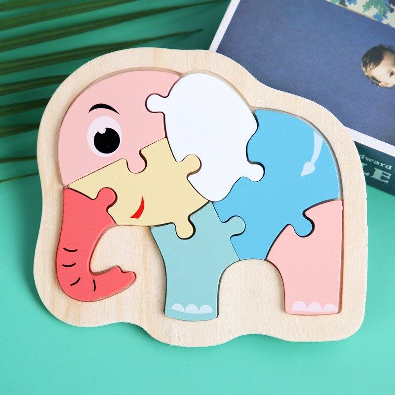 Children's Wooden Jigsaw Puzzle Toy Baby Puzzle Puzzle Macaron Colorful Animal Puzzle Set Kids Early Education Toy