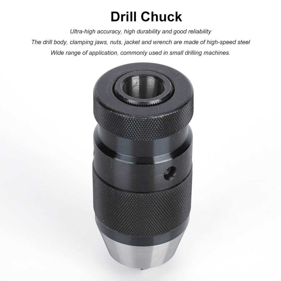 JT6 0-13mm High Speed Steel Keyless Drill Chuck Super Heavy Duty 3-Jaw Drill Press Chuck For CNC Milling Drilling Machine Lathe