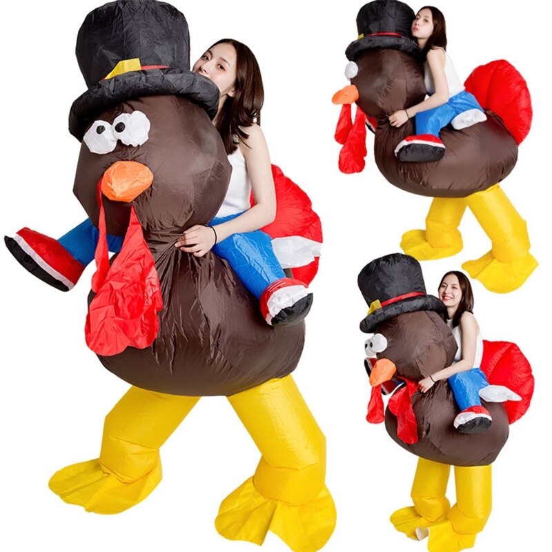 Thanksgiving Turkey Rider Adult Cosplay Inflatable Suit Festive Party Clothing Q22D