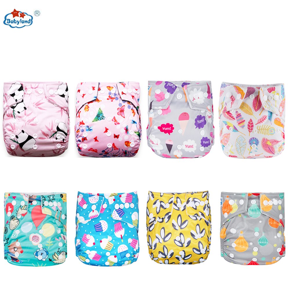 Babyland Umweltfreundliche Baby Tuch Windeln 8 teile/los Baby Windel Drucke Mehrweg Tasche Windel Für Baby 0-2 jahre/3-15KG: Girl E 8pcs