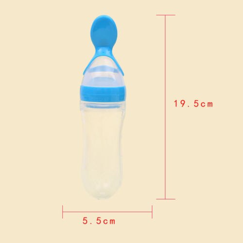 Silikon quetschen Baby Fütterung Flasche w/Löffel Entwöhnung Lebensmittel Getreide Kleinkind 90ml