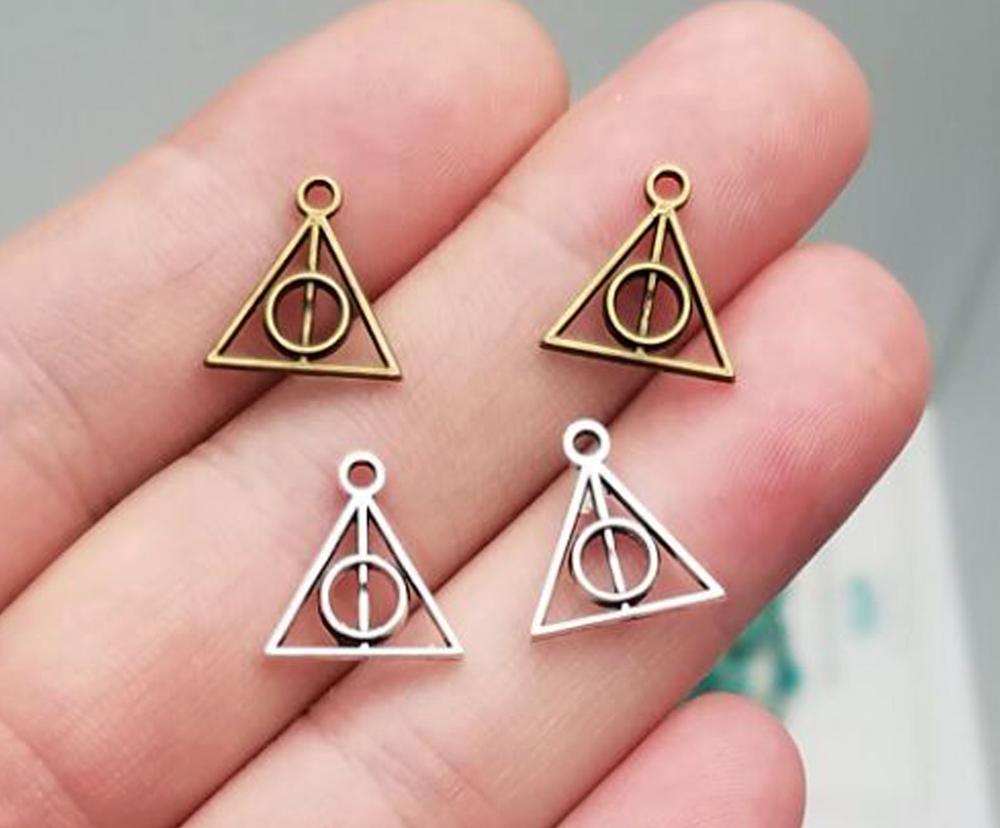 100 pièces/lot-13x13mm, Triangle cham, Antique argent/bronze plaqué Mini Triangle breloques, fournitures de travaux manuels, accessoires de bijoux