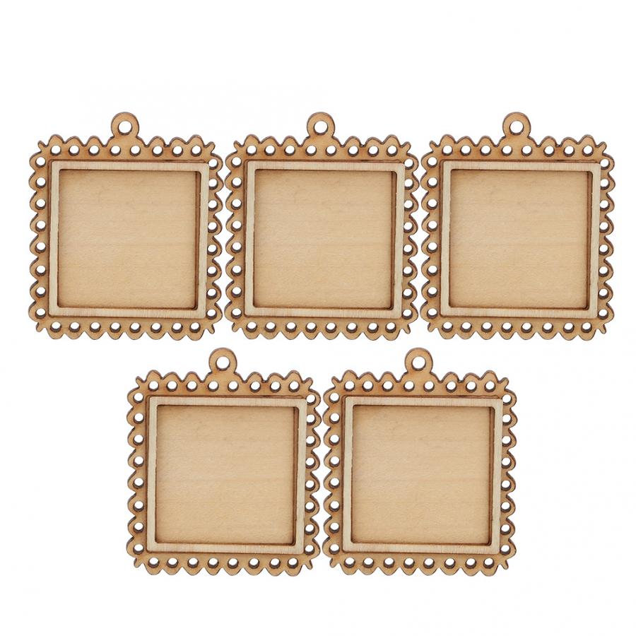 5pcs Wooden Rectangle Setting Emboss Blank Base Small Wooden Photo Frame Keychain Trays Picture DIY Wall Photo Frame Poster