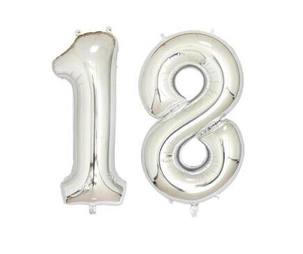 2pcs 32/40 inch Happy 18 Birthday Foil Balloons pink blue gold number 18th Years Old Party Decorations Man Boy Girl Supplies: silver / 32inch