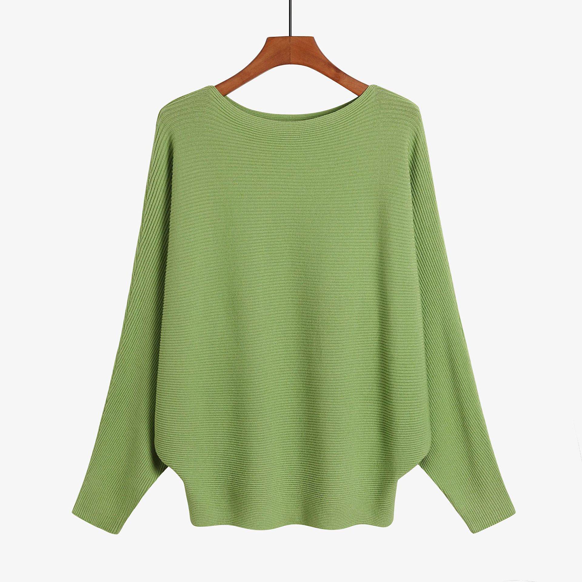 18 kvinder flagermusærmer vinter efterår strikvarer løs fint garn pullover strik strikket skrå hals blød sweater: Elfenben
