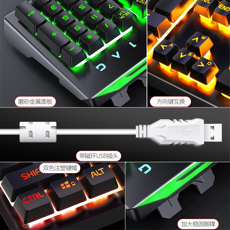 Gaming Sets RGB Keyboard Earphone Mice 3 Color Backlit Keyboard with 104 Keycaps Wired Breathing Light Mice RGB Wired Earphone