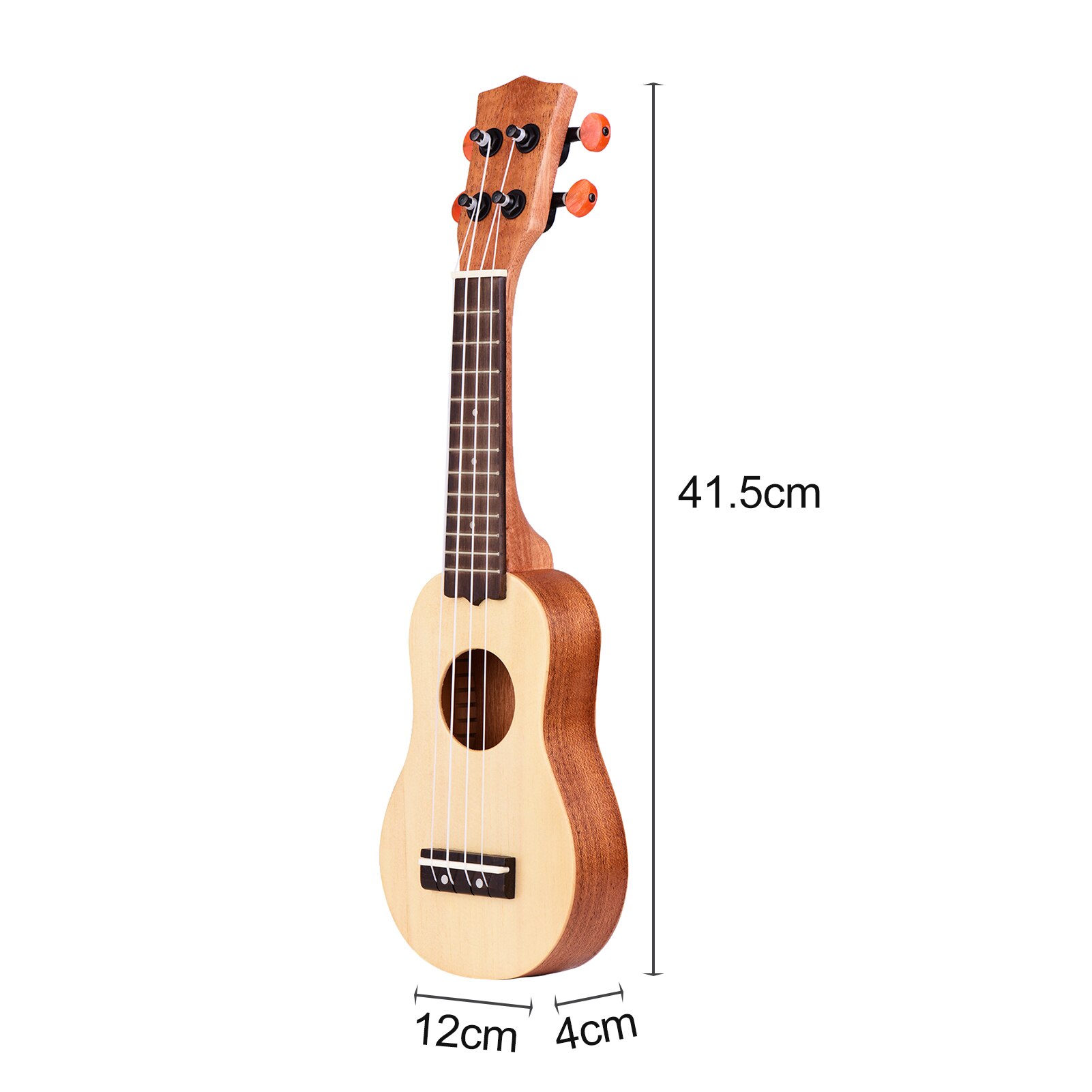 Muslady-Mini Ukelele acústico portátil de viaje, guitarra de 4 cuerdas, tablero superior de madera de abeto, con bolsa de transporte, 17 pulgadas