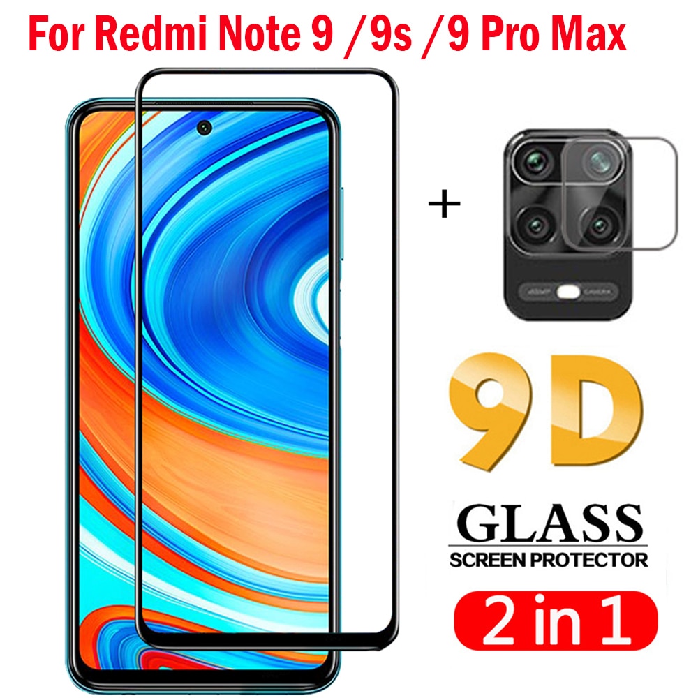 9D Vetro Temperato per Xiaomi Redmi Nota 9s 9 Pro Max Protezione Dello Schermo 2 in 1 obiettivo di Macchina Fotografica pellicola su Redmi Nota 9s 9 Pro Max di vetro