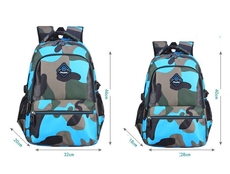 Casual camuflaje impermeable de Nylon mochilas de escuela para niñas niños Mochila de viaje de grado 1 - 6 Mochila