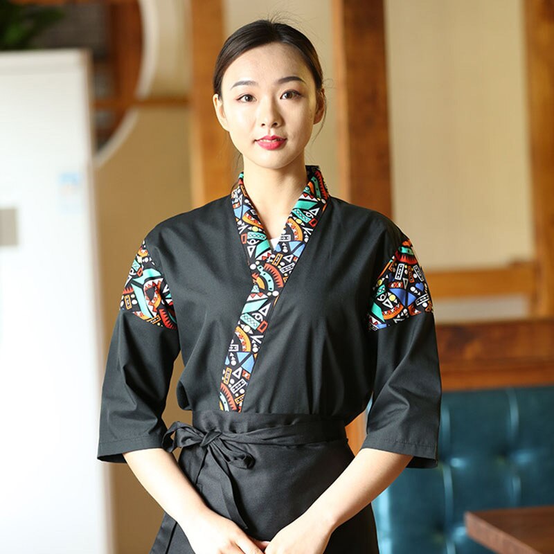 Cheft Uniform Japanese Chef Workwear Breathable Restaurant Uniform Unisex Sushi Costume Cook Bakery Cafe Work Wear