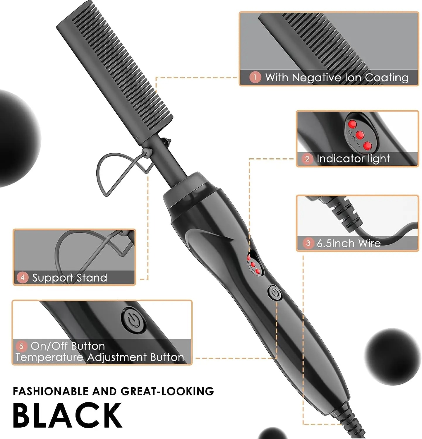 UNTIOR Dry And Wet Straight Hair Curling Copper Comb Bangs Straight Hair Electric Heating Curling Comb Hair Comb