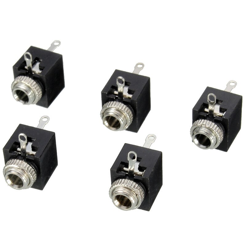 5 pièces PCB panneau montage 3.5mm simple Jack femelle écouteur prise prise Audio connecteur noir