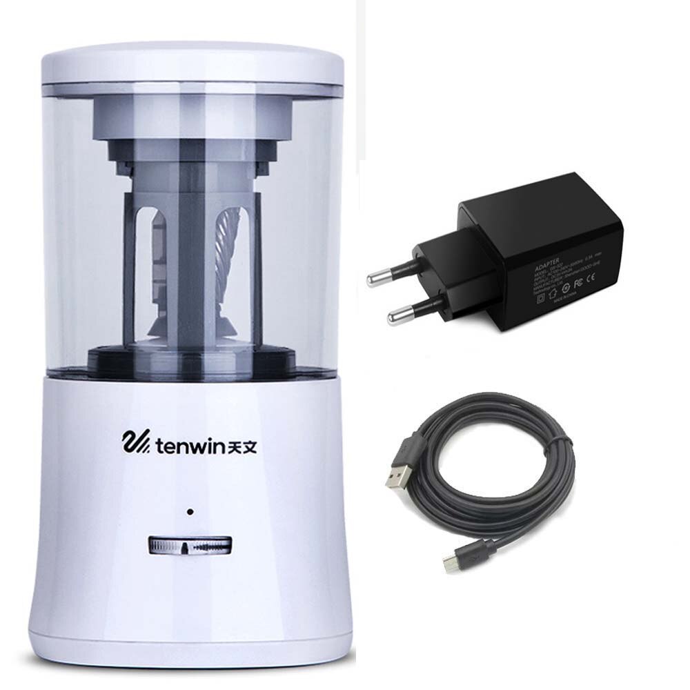 Tenwin Electric Pencil Sharpener Heavy Duty Rechargeable for Classroom Auto Stop Fast Sharpen In 3s School Office Stationery: White EU Adapter