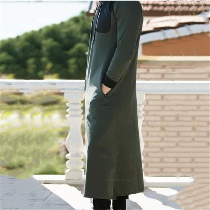 Heren moslim arabische islamitische kleding lange mouwen zak gewaad ramadam karftan eid mubarak jubba thobe voor mannen casual hoodies trui