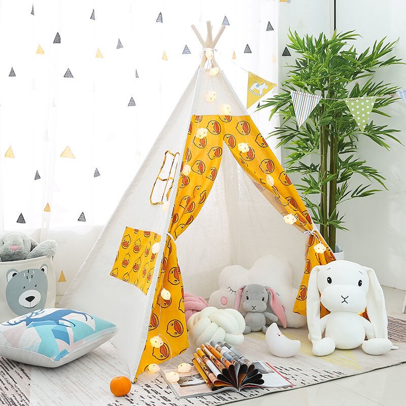 1.3M Kids Tent Play House Portable Wigwam for Children Indoor Baby Indian Teepee Outdoor Camping Tents Girl Princess Castle