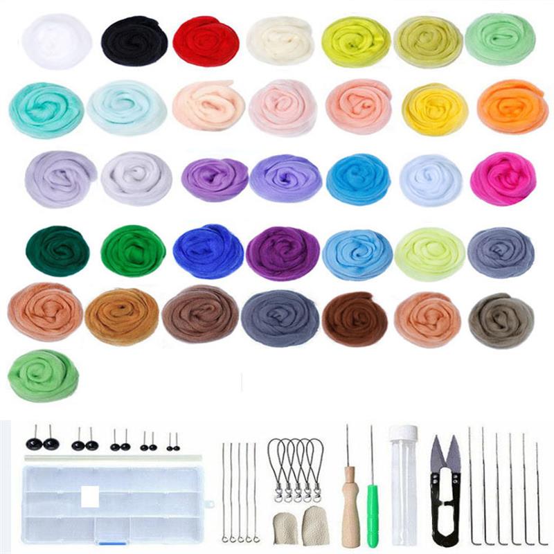 25 Color Needle Felting Kit Wool Felting Tools Handmade Felt Needle Set Pack Felting Fabric Materials Accessories: C-36colors(3g)