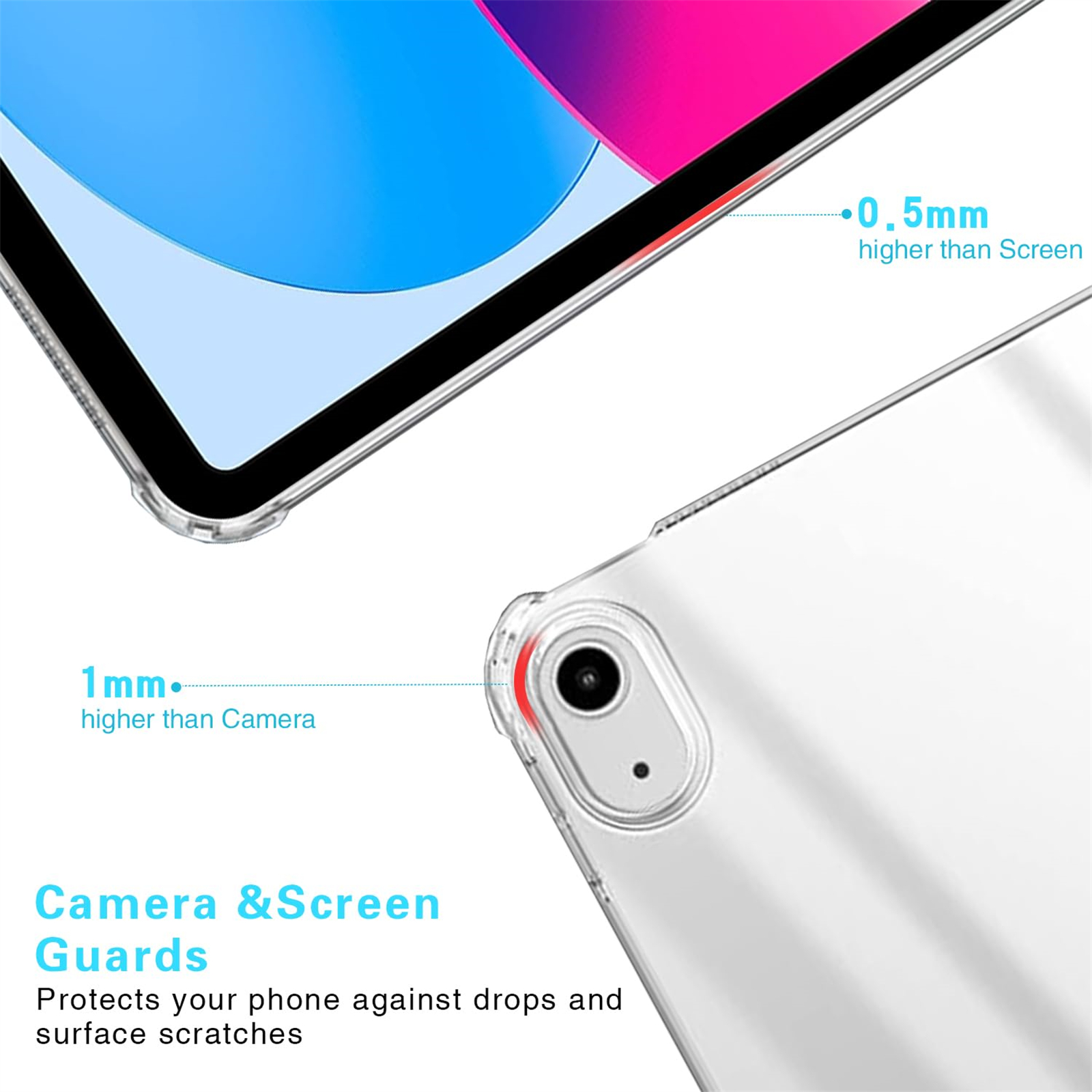 Clear Case for iPad 10th Generation 10.9" Soft TPU Silicone Bumper Anti-Shock Anti-Scratch Cover for iPad 10 (10.9 Inch)