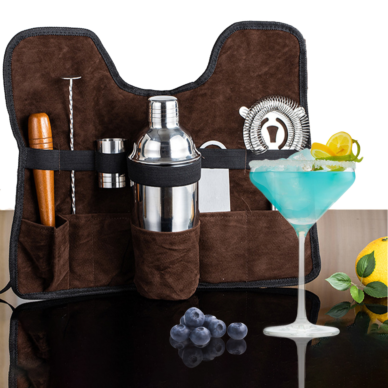 Cocktail Shaker Set 10 Pezzi 500 Ml | Bar Tools Con Misurini 15/30 Ml, Colino, Cucchiaio, Muddler, Versatore, In Acciaio Inox