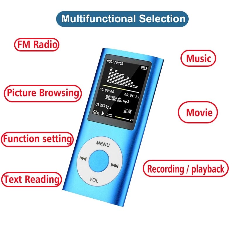 Lecteur MP4 MP3, Module Audio, baladeur Radio FM avec écouteurs pour lecteur de musique, affichage en plusieurs langues