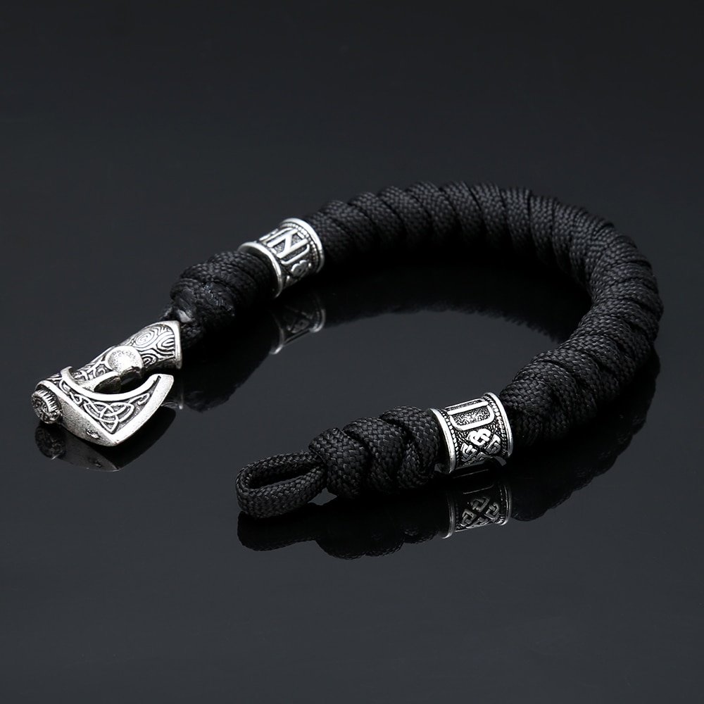 Handgjorda vikinga runor pärlor skandinaviska norrländska yxa armband nordisk runa yxa armring paracord rep armband män smycken