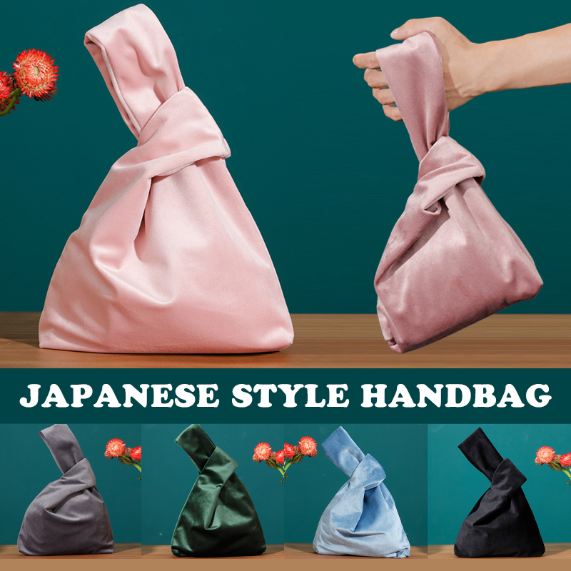 Autunno inverno retrò velluto borse da donna borsa da polso con nodo a barra borsa da trasporto semplice in stile giapponese borsa per telefono