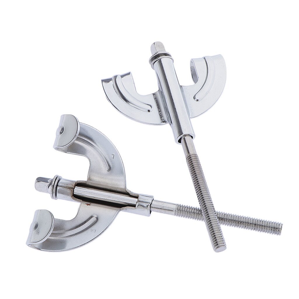 Bass drum klauwhaak 2 stuks ijzeren drum klauwhaak voor bass drum onderdelen accessoires, zilver, met spanstangen , 4.21 inch *2.36 inch