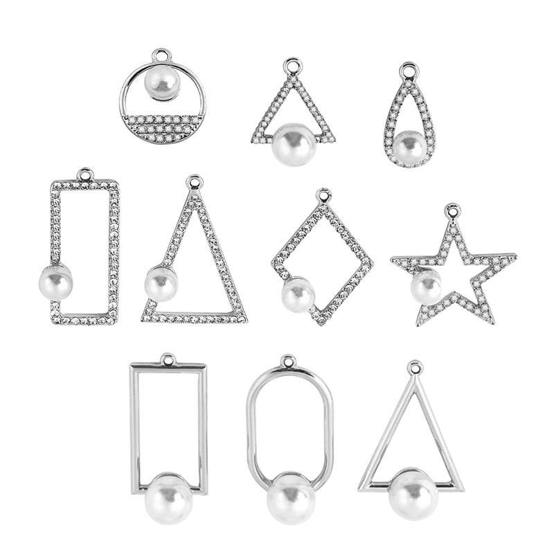 10 pçs/set Encantos Pingente De Cristal DIY Moldura Aberta Preto Pingente para Brincos Colar Jóias Fazer Acessórios: 3