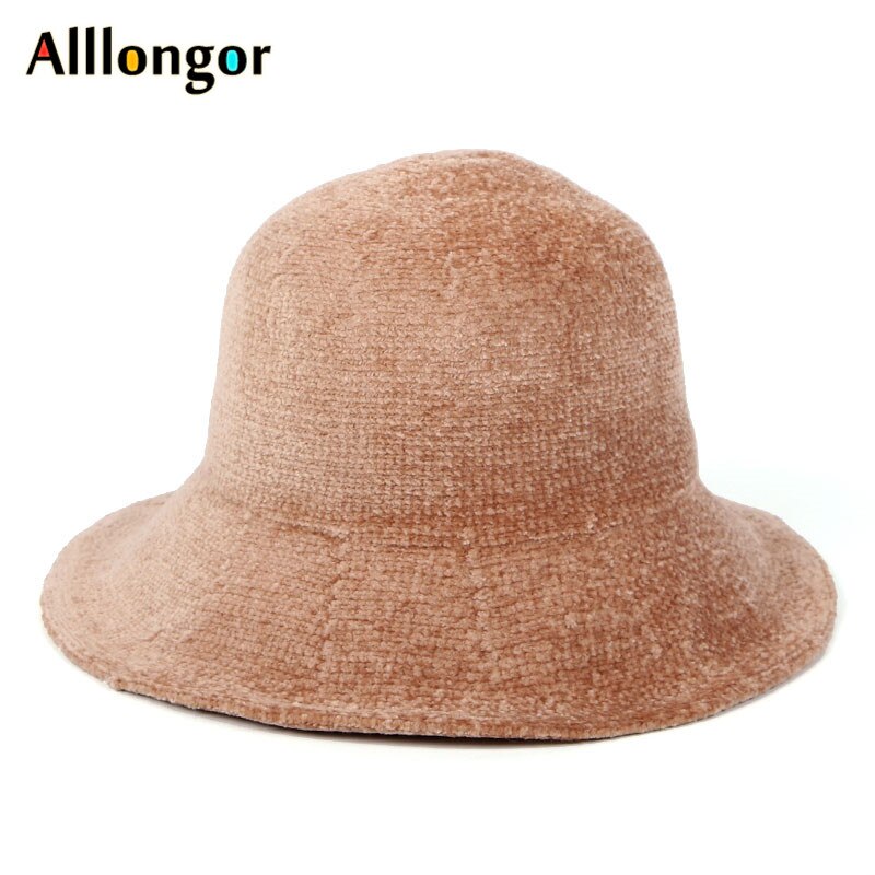 Vinter bred birm varm pels spandhue kvinder koreansk vintage filt chenille foldbar kuppel panama trilby hat sort fiskeri hat