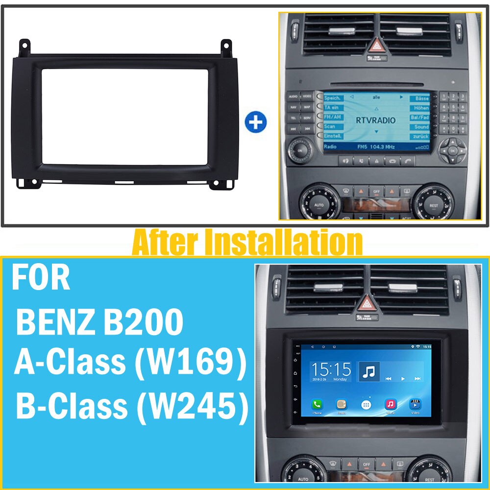 LONGSHI 2Din Autoradio Fascia DVD Panel Gezicht Plaat Dash Installatie Frame Kit Voor Mercedes BENZ B200 A-Klasse w169 B-Klasse W245