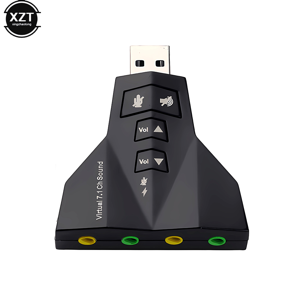 Tarjeta de sonido USB Virtual externa 7 en 1 canal adaptador de Audio de sonido 3D micrófono Dual interfaz de Audio Dual salida independiente