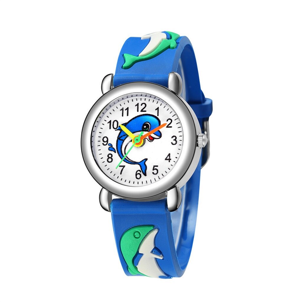 Leuke 3D Cartoon Patroon Horloge Siliconen Band Analoge Quartz Horloge Kinderen Sport Horloge Klok Uur Cadeau Voor Kinderen Jongens: Blauw