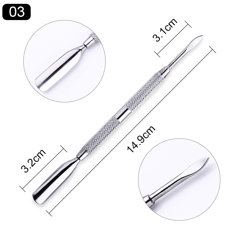 Nail Cuticle Pusher Tweezer Cutter Nipper Clipper Dead Skin Remover Predicure Nail Art Tool Dual-ended Anti-slip Handle: Pattern 21