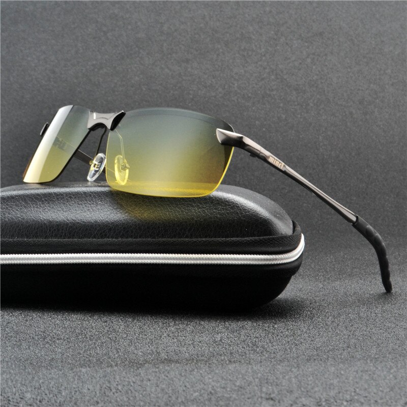 Mincl/Aluminium Magnesium Mannen Dag Nacht Tweeërlei Gebruik Gepolariseerde Zonnebril Auto Rijden UV400 Zonnebril Eyewear UV400 fml