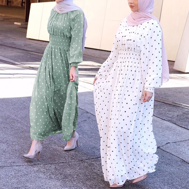 Abaya muslimsk kjole til kvinder priktrykte damekjoler islamiske abayas chiffon stativ krave muslimsk tøj