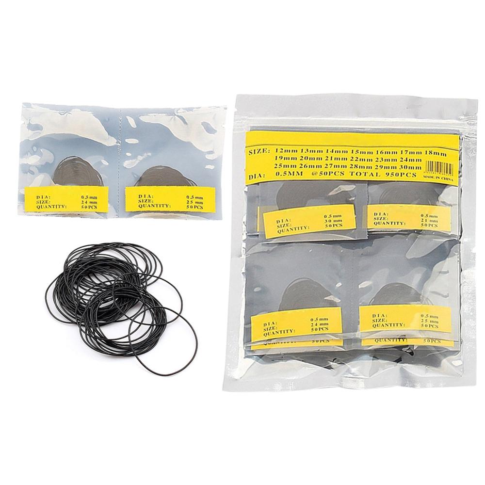 Yosoo 950pc * 0.6mm joint torique montre arrière joint caoutchouc joint ensemble de rondelles remplacement montre réparation outils accessoires Kits 12-30mm