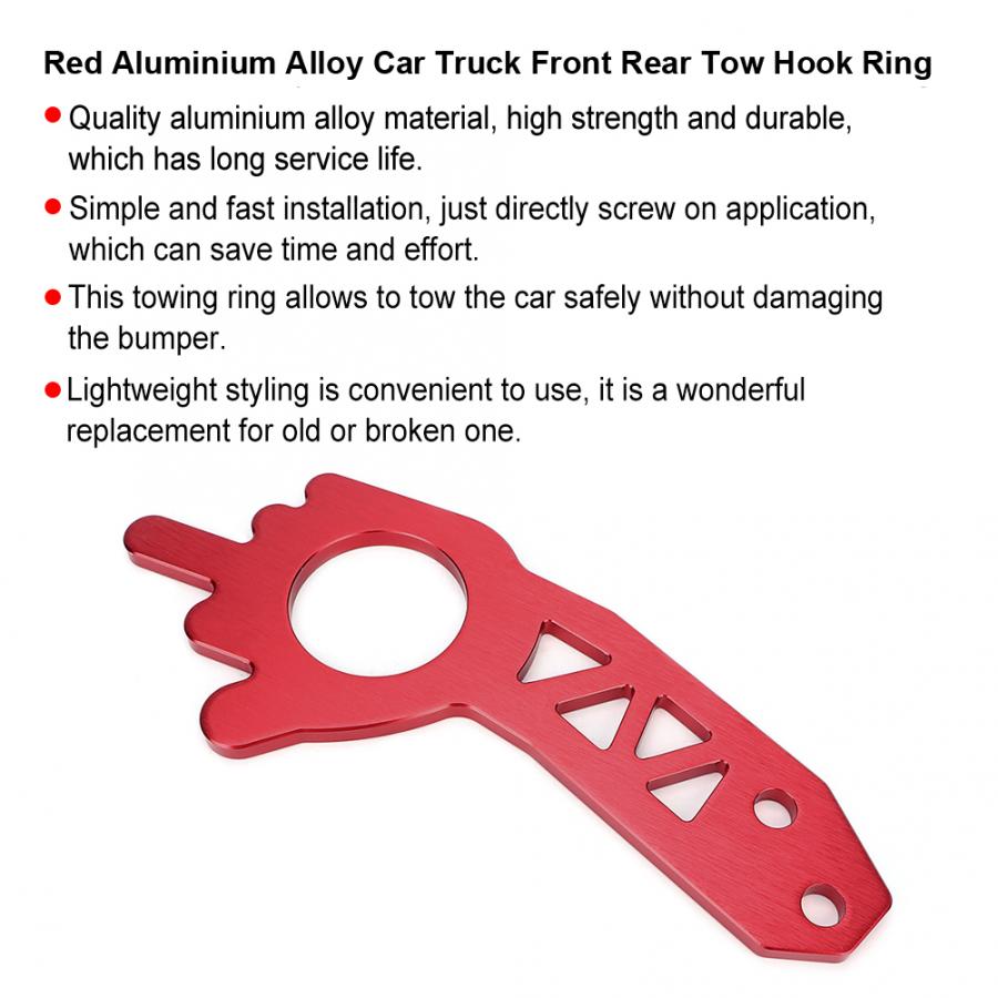Universal Red Aluminium Alloy Car Truck Front Rear Tow Hook Ring Kit Cars Auto Towing Tow Hook Kit Car Accessories