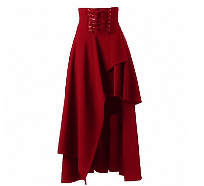 Cosplay Medieval Renaissance Gothic Steampunk Clothes Pirate Costumes Halloween Carnival Vintage Dress Up Hem Maxi Skirt: L / GRAY